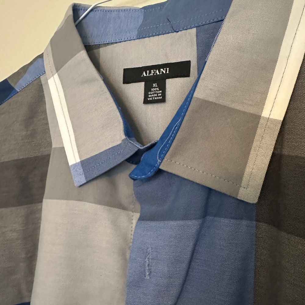 Alfani Men's Blue Plaid Shirt